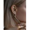 imageSWEETV Pearl Earrings for Women 14K Gold Plated Small Pearl Hoop Earrings Open Huggie Stud Earrings Jewelry Gift for Women Girls02 Silver