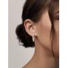 imageSWEETV Pearl Earrings for Women 14K Gold Plated Small Pearl Hoop Earrings Open Huggie Stud Earrings Jewelry Gift for Women Girls02 Silver