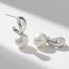 imageSWEETV Pearl Earrings for WomenGold Plated Pearl Drop Dangle EarringsPearl Ear Jacket Earrings Dainty Pearl Front Back Stud Earrings for Women Birthday Gift for HerStyle1Silver
