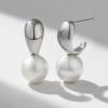 imageSWEETV Pearl Earrings for WomenGold Plated Pearl Drop Dangle EarringsPearl Ear Jacket Earrings Dainty Pearl Front Back Stud Earrings for Women Birthday Gift for HerStyle1Silver