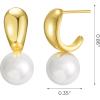 imageSWEETV Pearl Earrings for WomenGold Plated Pearl Drop Dangle EarringsPearl Ear Jacket Earrings Dainty Pearl Front Back Stud Earrings for Women Birthday Gift for HerStyle1Gold