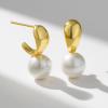 imageSWEETV Pearl Earrings for WomenGold Plated Pearl Drop Dangle EarringsPearl Ear Jacket Earrings Dainty Pearl Front Back Stud Earrings for Women Birthday Gift for HerStyle1Gold