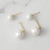 imageSWEETV Pearl Earrings for WomenGold Plated Pearl Drop Dangle EarringsPearl Ear Jacket Earrings Dainty Pearl Front Back Stud Earrings for Women Birthday Gift for HerStyle4Gold