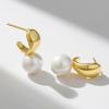 imageSWEETV Pearl Earrings for WomenGold Plated Pearl Drop Dangle EarringsPearl Ear Jacket Earrings Dainty Pearl Front Back Stud Earrings for Women Birthday Gift for HerStyle1Gold