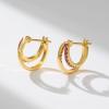 imageSWEETV Small Hoop Earrings 925 Sterling Silver PostHypoallergenic Huggie Earrings for WomenCubic Zirconia Tiny Cartilage Earrings10mmPinkGold