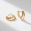 imageSWEETV Small Hoop Earrings 925 Sterling Silver PostHypoallergenic Huggie Earrings for WomenCubic Zirconia Tiny Cartilage Earrings10mmPinkGold