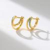 imageSWEETV Small Hoop Earrings 925 Sterling Silver PostHypoallergenic Huggie Earrings for WomenCubic Zirconia Tiny Cartilage Earrings10mmTurquoiseGold