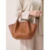 imageTrendy Top Handle Tote Bags for Women with Large Capacity Ideal Purses and Shoulder Handbags for Work and CasualCaramel Brown