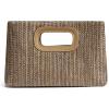 imageChic Straw Clutch Purses for Women with Top Handle Summer Bag Ideal Vacation Handbags and Woven Boho Beach BagsBrown