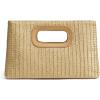 imageChic Straw Clutch Purses for Women with Top Handle Summer Bag Ideal Vacation Handbags and Woven Boho Beach BagsKhaki