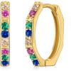 imageSWEETV 925 Sterling Silver Hoop Earrings for Women  Small Lightweight Hypoallergenic Huggie Hoops01GoldRainbow
