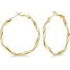 imageSWEETV Big Hoop Earrings for Women 14K Gold Plated 925 Sterling Silver Post Hypoallergenic Large HoopsGold40mm