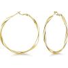 imageSWEETV Big Hoop Earrings for Women 14K Gold Plated 925 Sterling Silver Post Hypoallergenic Large HoopsGold50mm