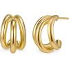 imageSWEETV Chunky Hoop Earrings for Women 925 Sterling Silver Post Triple Open Hoops Diameter 152030MMGold15mm