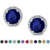 imageSWEETV Cubic Zirconia Stud Earrings 8mm Round Cut Rhinestone Hypoallergenic Earrings for Women ampamp Girls06Sapphire