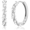 imageSWEETV Pearl Earrings for Women 14K Gold Plated Small Pearl Hoop Earrings Open Huggie Stud Earrings Jewelry Gift for Women Girls02 Silver