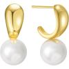 imageSWEETV Pearl Earrings for WomenGold Plated Pearl Drop Dangle EarringsPearl Ear Jacket Earrings Dainty Pearl Front Back Stud Earrings for Women Birthday Gift for HerStyle1Gold