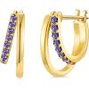 imageSWEETV Small Hoop Earrings 925 Sterling Silver PostHypoallergenic Huggie Earrings for WomenCubic Zirconia Tiny Cartilage Earrings10mmPurpleGold