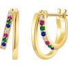 imageSWEETV Small Hoop Earrings 925 Sterling Silver PostHypoallergenic Huggie Earrings for WomenCubic Zirconia Tiny Cartilage Earrings10mmRainbowGold