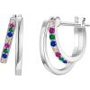 imageSWEETV Small Hoop Earrings 925 Sterling Silver PostHypoallergenic Huggie Earrings for WomenCubic Zirconia Tiny Cartilage Earrings10mmRainbowSilver