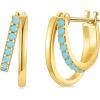 imageSWEETV Small Hoop Earrings 925 Sterling Silver PostHypoallergenic Huggie Earrings for WomenCubic Zirconia Tiny Cartilage Earrings10mmTurquoiseGold
