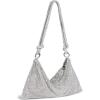 imageSWEETV Sparkly Rhinestone Purse for Women Silver Clutch Purse Small Glitter Handbags for Weddings Promand PartiesSilver