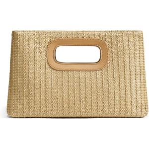 imageChic Straw Clutch Purses for Women with Top Handle Summer Bag Ideal Vacation Handbags and Woven Boho Beach BagsKhaki