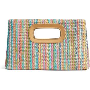 imageChic Straw Clutch Purses for Women with Top Handle Summer Bag Ideal Vacation Handbags and Woven Boho Beach BagsRainbow