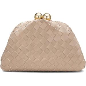 imageDressy Woven Clutch Purses for Women Evening Wedding Formal OccasionDumpling Crossbody Shoulder Handbags for WomenApricot Beige