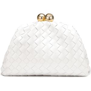 imageDressy Woven Clutch Purses for Women Evening Wedding Formal OccasionDumpling Crossbody Shoulder Handbags for WomenWhite
