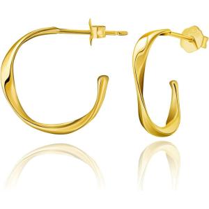 imageSWEETV 925 Sterling Silver Hoop Earrings for Women  Small Lightweight Hypoallergenic Huggie Hoops02Gold15mm