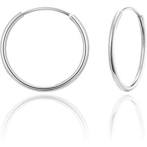 imageSWEETV 925 Sterling Silver Hoop Earrings for Women Lightweight Endless Silver Thin Hoops 2030405060MM20MM