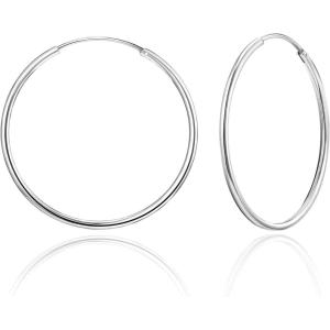 imageSWEETV 925 Sterling Silver Hoop Earrings for Women Lightweight Endless Silver Thin Hoops 2030405060MM30MM