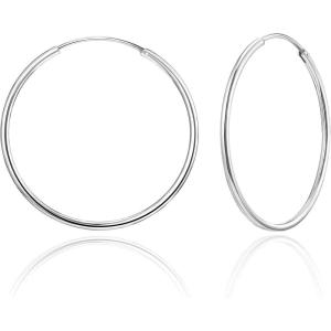 imageSWEETV 925 Sterling Silver Hoop Earrings for Women Lightweight Endless Silver Thin Hoops 2030405060MM40MM