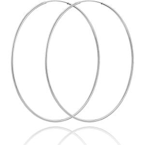 imageSWEETV 925 Sterling Silver Hoop Earrings for Women Lightweight Endless Silver Thin Hoops 2030405060MM50MM