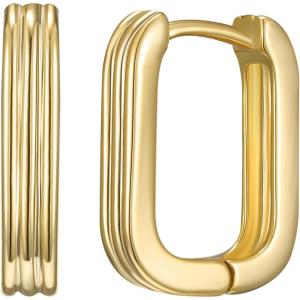 imageSWEETV Chunky Gold Earrings for Women 14K Plated Gold Statement Earrings Small GoldSilver Hoop Earrings Trendy Open Hoop Earrings for Women Tiny Huggie Hoop for Adult02 Gold