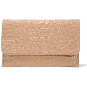 imageSWEETV Evening Clutch Purses for Women Elegant Wristlet Wallets Crocodile Pattern PU Leather Cross body Purse FormalWeddingNude