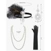 imageSWEETV 1920s Flapper Accessories Set for Women Roaring 20s Great Gatsby Headband Flapper Costume Accessories 070409F09 Black