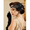 imageSWEETV 1920s Flapper Accessories Set for Women Roaring 20s Great Gatsby Headband Flapper Costume AccessoriesF01 Black5pcs