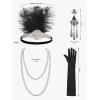 imageSWEETV 1920s Flapper Accessories Set for Women Roaring 20s Great Gatsby Headband Flapper Costume AccessoriesF02 Black
