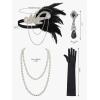 imageSWEETV 1920s Flapper Accessories Set for Women Roaring 20s Great Gatsby Headband Flapper Costume AccessoriesF02 Silver5pcs