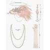 imageSWEETV 1920s Flapper Accessories Set for Women Roaring 20s Great Gatsby Headband Flapper Costume AccessoriesF03 Pink