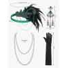 imageSWEETV 1920s Flapper Accessories Set for Women Roaring 20s Great Gatsby Headband Flapper Costume AccessoriesF04 Green