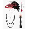 imageSWEETV 1920s Flapper Accessories Set for Women Roaring 20s Great Gatsby Headband Flapper Costume AccessoriesF04 Red