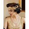 imageSWEETV 1920s Flapper Accessories Set for Women Roaring 20s Great Gatsby Headband Flapper Costume AccessoriesF05 Gold