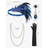 imageSWEETV 1920s Flapper Accessories Set for Women Roaring 20s Great Gatsby Headband Flapper Costume AccessoriesF08 Sapphire