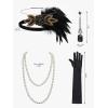 imageSWEETV 1920s Great Gatsby Accessories Set for Women Flapper Headband Headpiece Roaring 20s Costume Accessories SetF01 Black