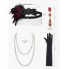 imageSWEETV 1920s Great Gatsby Accessories Set for Women Flapper Headband Headpiece Roaring 20s Costume Accessories SetF02 Mulberry Red