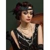 imageSWEETV 1920s Great Gatsby Accessories Set for Women Flapper Headband Headpiece Roaring 20s Costume Accessories SetF02 Mulberry Red