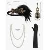 imageSWEETV 1920s Great Gatsby Accessories Set for Women Flapper Headband Headpiece Roaring 20s Costume Accessories SetF05 Black